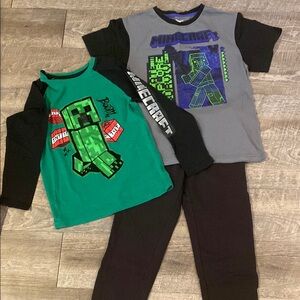 Minecraft Kids Matching Set - Black and Green Long & Short sleeve shirt & pants